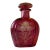 Antique Bohemian Cranberry Glass Liquor Decanter With Etched Floral Bouquet & Faceted Stopper For Sale