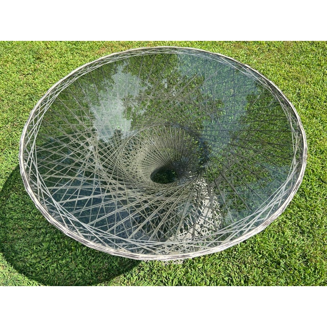 Vintage Glass Top Fiberglass Patio Table For Sale - Image 4 of 4