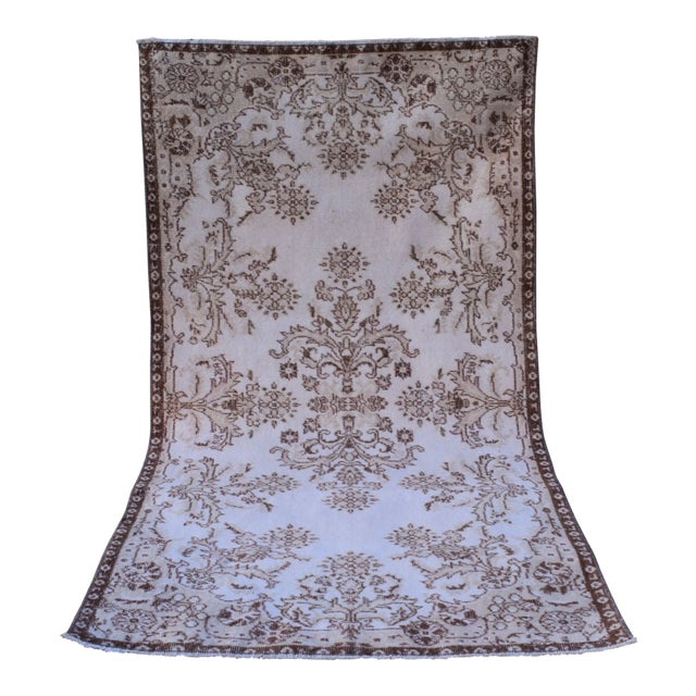 Vintage Floral Turkish Sparta Rug 3'10" X 7'1" For Sale