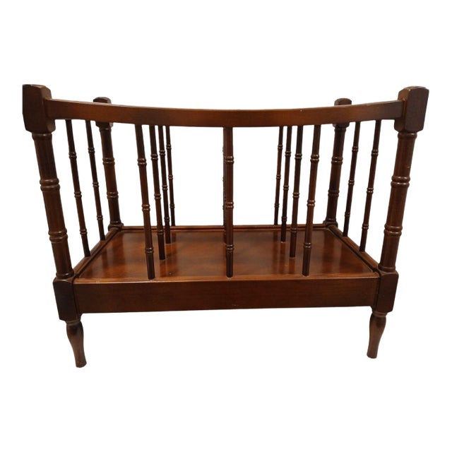 Vintage Canterbury Magazine Music Rack Colonial Wood Walnut Brown Cottage 3 Rack For Sale