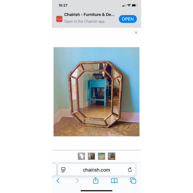 Chinoiserie Vintage Faux Bamboo Gilt Wall Mirror For Sale - Image 3 of 4