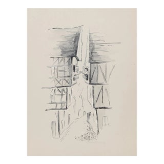 1960s "European Neighbors P2.71" Watercolor Painting by Eve Nethercott For Sale