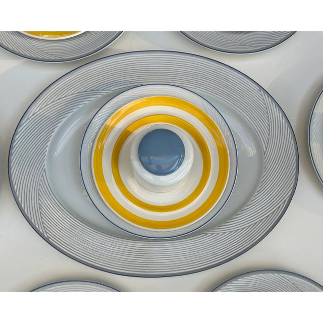 Metlox Pottery Yellow Banded Stripe Stoneware Plates- Set of 5 For Sale In Palm Springs - Image 6 of 9