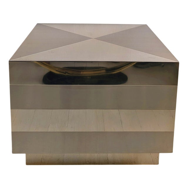 Large Vintage Gold Cube Coffee Table, 1980s For Sale