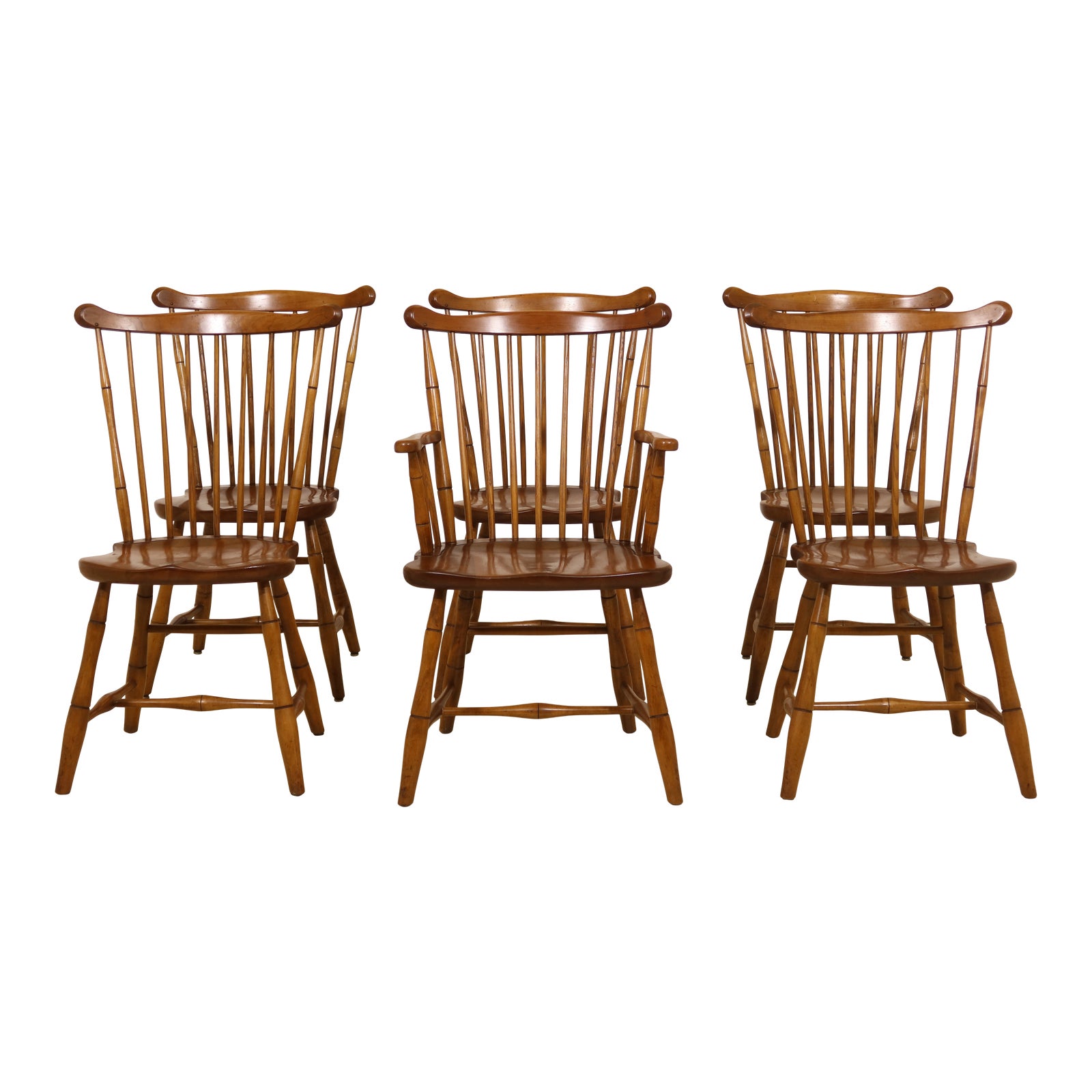 Set of 6 Stickley Cherry Windsor Dining Room Chairs Chairish