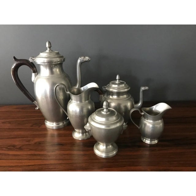 Metal Art Deco Tin Tea & Coffee Service, Set of 5 For Sale - Image 7 of 16