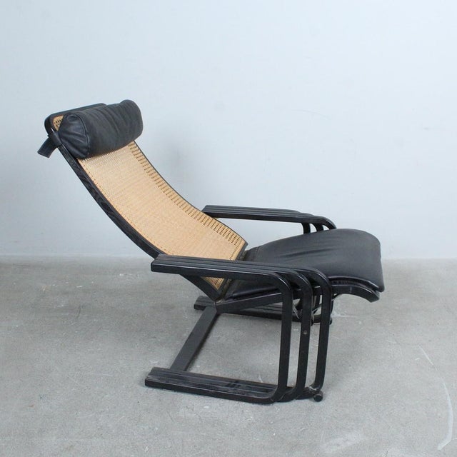 Wood Vienna Weave and Leather Lounge Chair, 1980s For Sale - Image 7 of 8