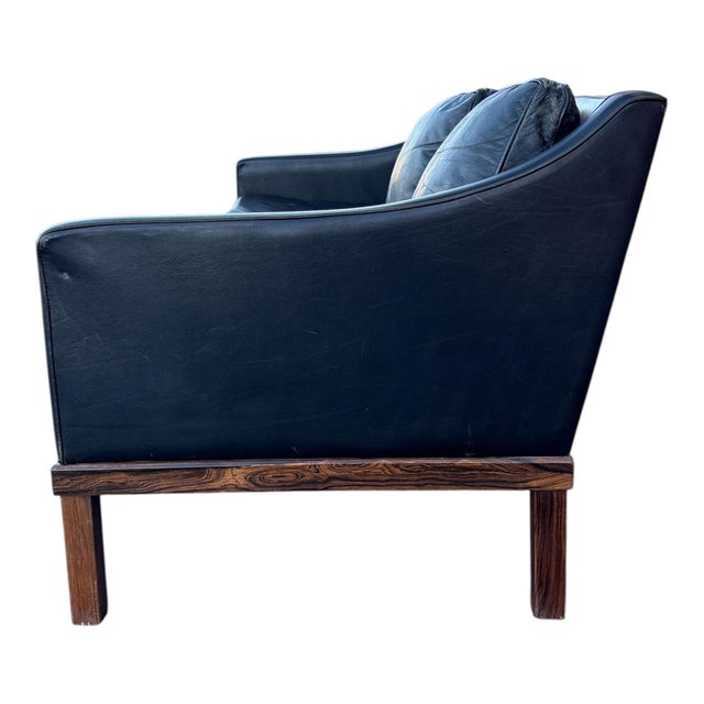 1960s Vintage Black Leather 3-Seater Sofa from Ope Möbler, Sweden, 1960s For Sale - Image 5 of 7
