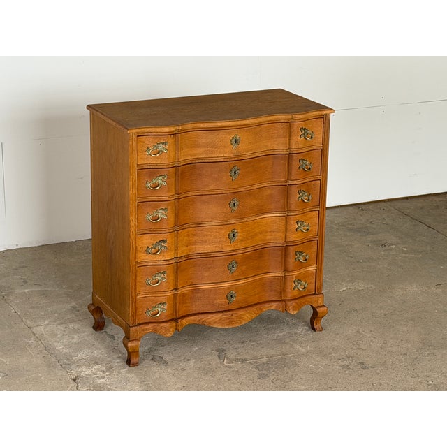 Danish Rococo Oak Serpentine Chest of Drawers, 1940s For Sale - Image 13 of 13