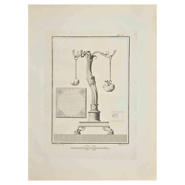 Giacomo Casanova, Ancient Roman Fresco Herculaneum, Original Etching, 18th Century For Sale