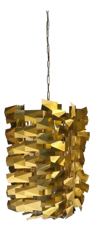 Rare George Nelson 1964 Monumental Cylindrical Metalites Satin Brass Pendant Light Chandelier
