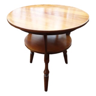 Vintage Bucks County Two-Tier Provincial, Mid Century Modern, Solid Cherry Gueridon Accent Table For Sale