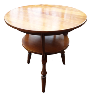 Vintage Bucks County Two-Tier Provincial Solid Cherry Gueridon Accent Table
