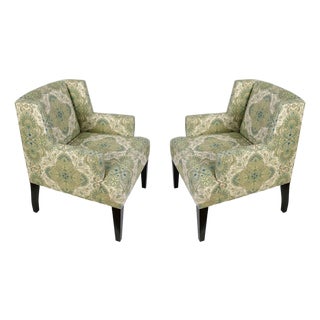Pair of Vintage Donghia Chairs in Medallion Paisley Upholstery For Sale