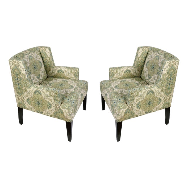 Pair of Vintage Donghia Chairs in Medallion Paisley Upholstery For Sale