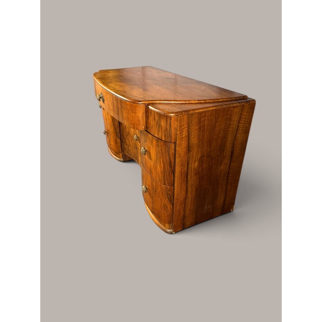 Art Deco Walnut Desk in Streamline Style, 1935, 1920s For Sale - Image 4 of 13