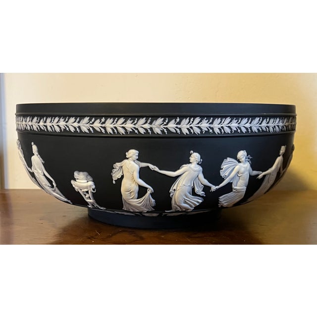 Large Wedgwood Black Basalt Dancing Hours Centerpiece Bowl With White Classical Maidens For Sale In New York - Image 6 of 12