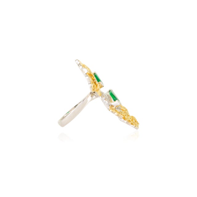 Not Yet Made - Made To Order Adjustable Contemporary Ring With Emeralds & Yellow Diamonds Size 6 For Sale - Image 5 of 11