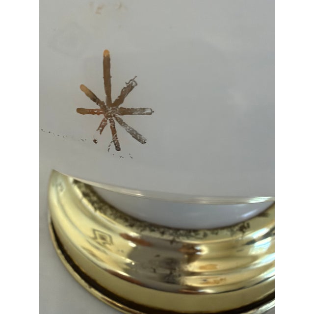 1960s Vintage Atomic Starburst Milk Glass Two-Light Hurricane Lamp For Sale - Image 5 of 9