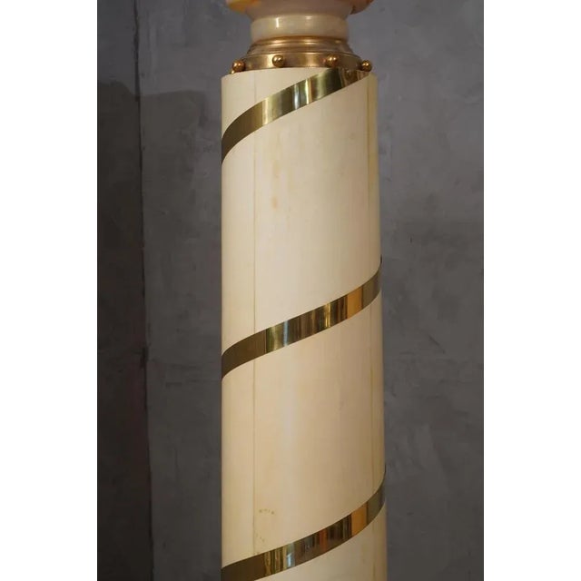 Mid-Century Modern Art Deco Murano Glass and Brass Floor Lamp, 1940s For Sale - Image 3 of 10