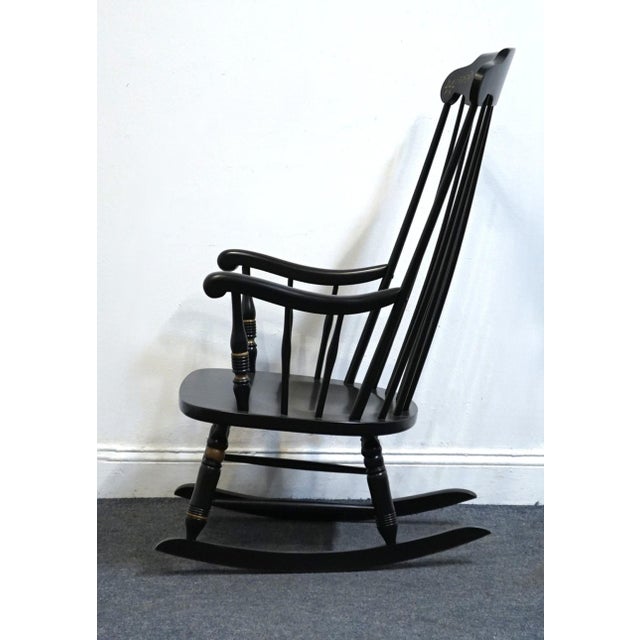 Ethan Allen Hand Decorated Black Hitchcock Style Boston Rocker 14-9703 - 609 Finish For Sale In Kansas City - Image 6 of 10