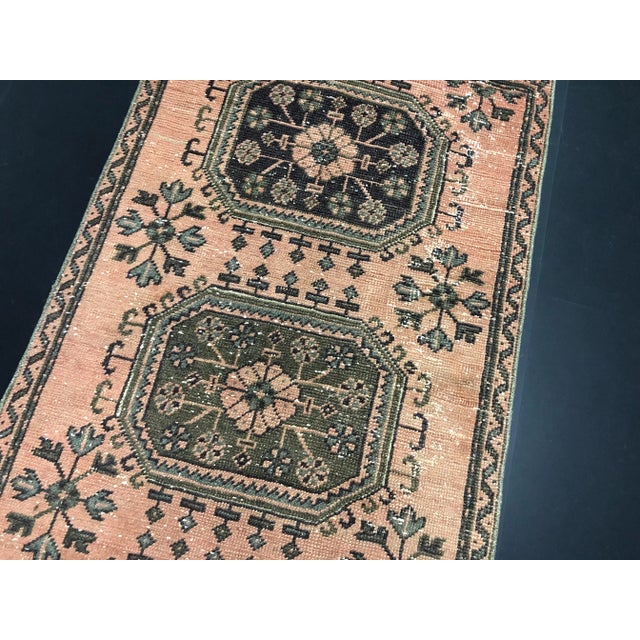 Apricot 1970s Vintage Nomadic Turkish Faded Hand-Knotted Runner Rug - 3′1″ × 11′2″ For Sale - Image 8 of 11