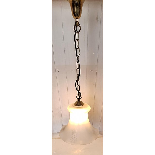 Vintage Ceiling Lamp with Frosted Glass Shade from Kaiser, 1980s For Sale - Image 3 of 9