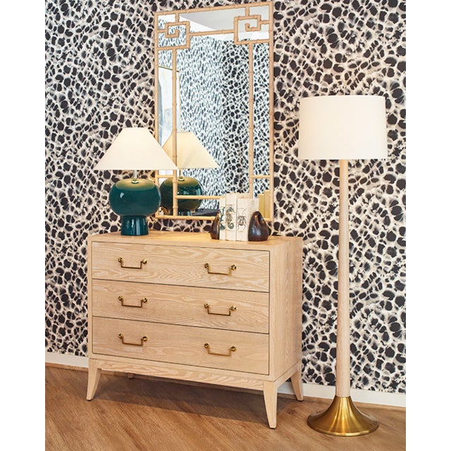 Worlds Away Matthew Izzo Home Tessa Cerused Oak Faux Bamboo Detail Wall Mirror For Sale - Image 4 of 4