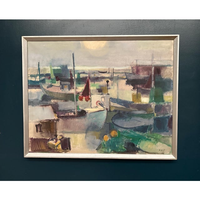 Finn Hillerup, Port, 1960s, Oil Painting on Canvas, Framed For Sale - Image 18 of 18