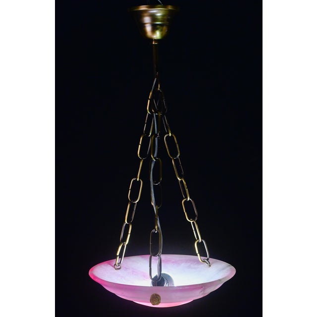 Charming Pink Art Deco Alabaster Pendant, 1940s For Sale - Image 11 of 12