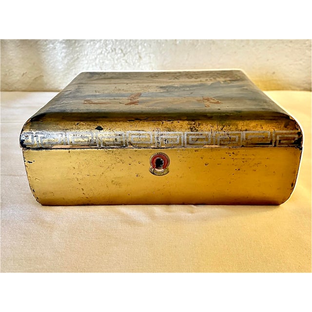Japanese Vintage Japanese Gold Lacquered Wood Box For Sale - Image 3 of 15