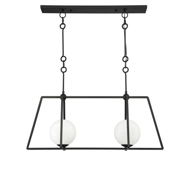 Generous scale highlights the industrial design of the Stratus Large 2-Light Linear Bronze Chandelier. Measuring 40 inches...