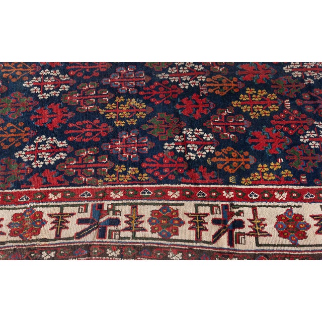 19th Century North West Persian Botanic Handwoven Wool Rug For Sale In New York - Image 6 of 9