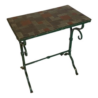 19th Century French Wrought Iron Table With Slate Top For Sale