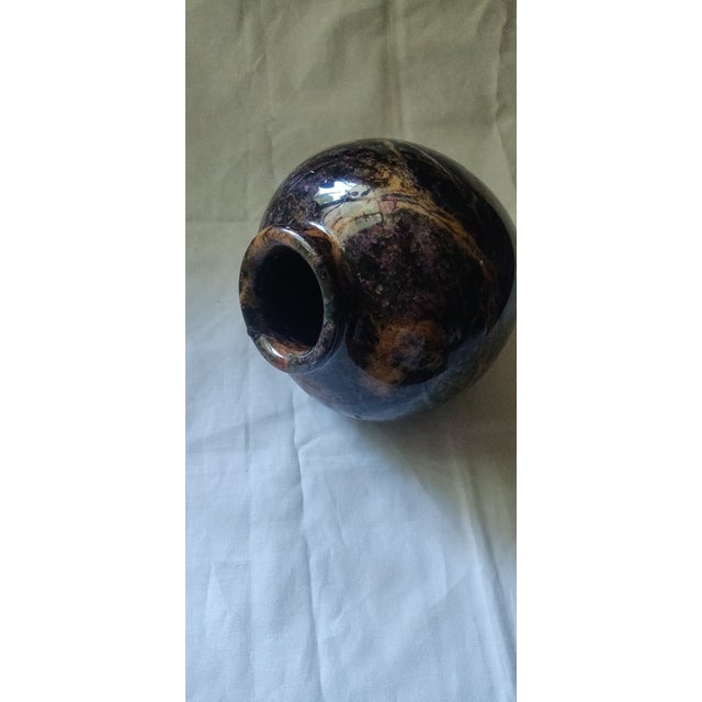 Gorgeous Vintage Brown & Tan Marble Vase For Sale - Image 4 of 4
