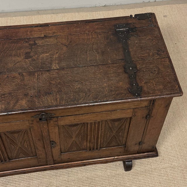 18th Century Dutch Hand-Carved Oak Trunk Adapted as Buffet For Sale - Image 17 of 18