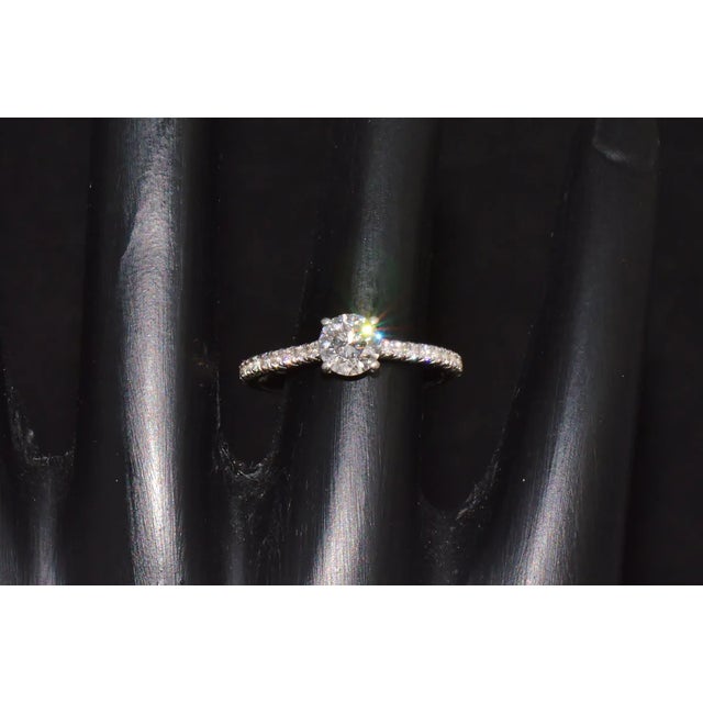 Metal Genuine Tiffany & Co. Natural 0.81Cts Diamond Novo 950 Platinum Engagement Ring, size 5.5 For Sale - Image 7 of 10