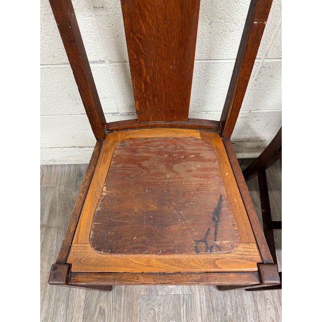 Wood Antique Michigan Chair Company Arts & Crafts Mission Dining Chairs - Pair For Sale - Image 7 of 15