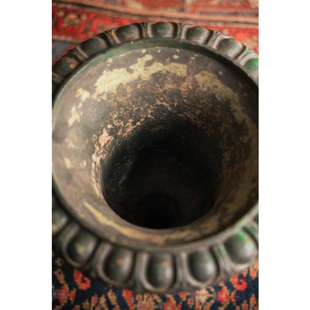 Antique Cast Iron Vase For Sale - Image 3 of 5