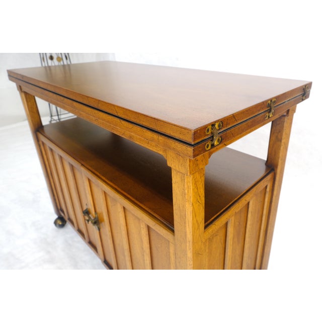 Mid-Century Modern Flip Top Balck Formica Serving Cabinet Server on Wheels Mid Century c1970s MINT For Sale - Image 3 of 18