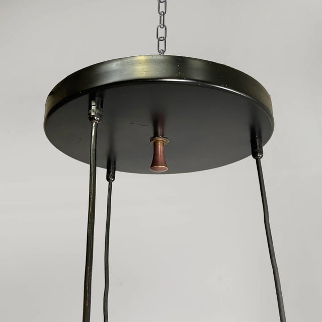 Mid-Century Modern Italian Glass and Black Metal Three-Light Chandelier, 1950s For Sale - Image 18 of 18