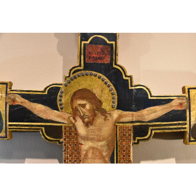 Religious Artist, 14th Century Style Crucifix, Tempera on Panel For Sale - Image 6 of 16