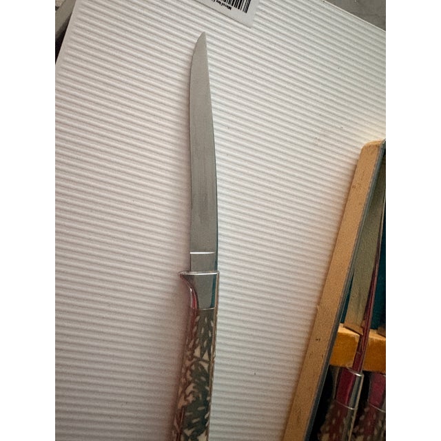 Art Nouveau 1960s Art Nouveau Steak Knives Set w/ Case - Ser of 6 For Sale - Image 3 of 11