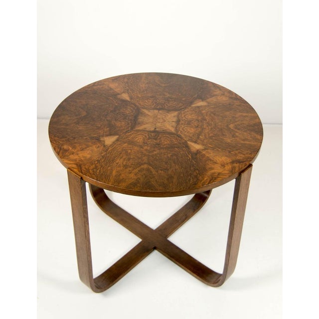 An elegant and highly collectible Art Deco side table designed by Jindřich Halabala in the 1930s. This iconic Czech design...