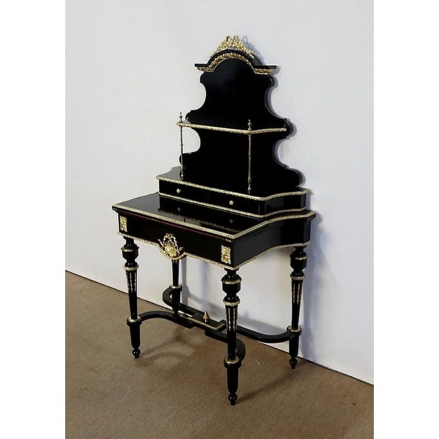 Small Napoleon III Mid 19th Century Black Wooden Desk For Sale - Image 4 of 18