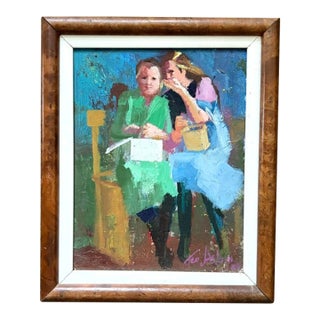 American Painter Ted Jaslow Painting - The Secret - Signed For Sale