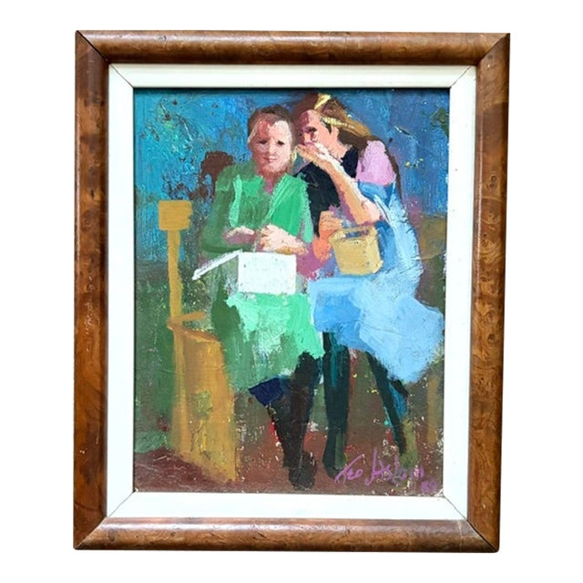 American Painter Ted Jaslow Painting - The Secret - Signed For Sale