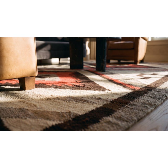 1920s Gray Geometric Kilim Antique American Navajo Rug 3'4" X 5'9" Flatweave Wool Carpet For Sale - Image 13 of 14