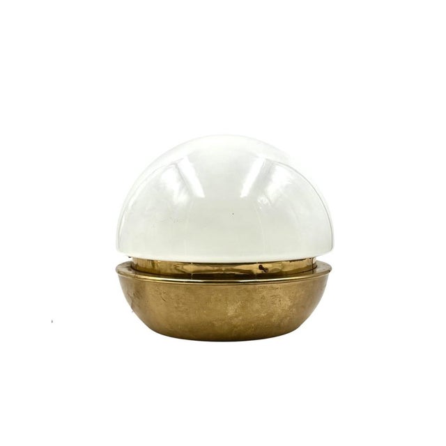 Mid-Century Brass and Glass Dome Table Lamp, Italy, 1960s For Sale - Image 6 of 13