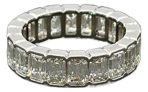 5.93 Ct Bezel Set Emerald Cut Eternity Ring Size 6.5